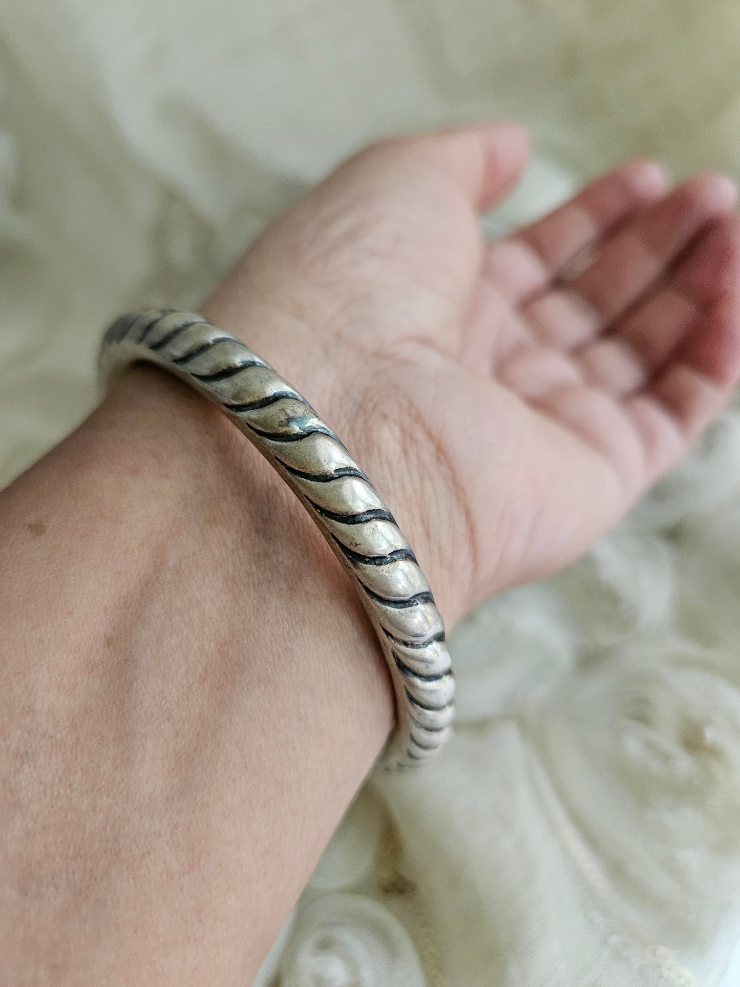 925 Silver Bangle, Pure Silver Kada, Open ended peacock kada