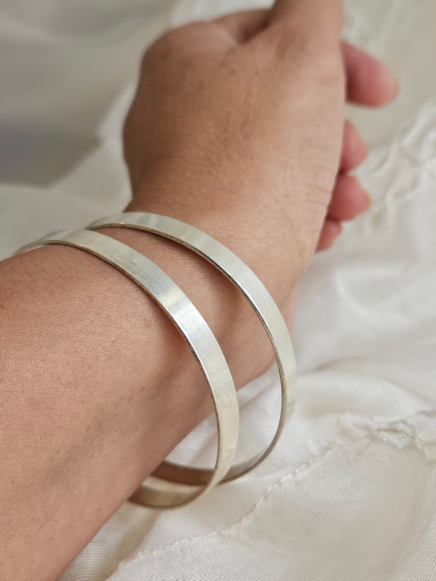 Plain Silver Bangles | 925 Sterling Silver Plain Bangles | Stacking Silver Bangles