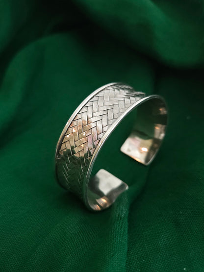 Karen Hill Tribe Woven Silver Cuff – Handcrafted in Thailand