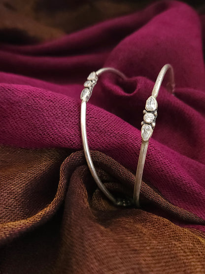 925 Sterling Silver Cubic Zirconia Bangle – Pear & Round Trio