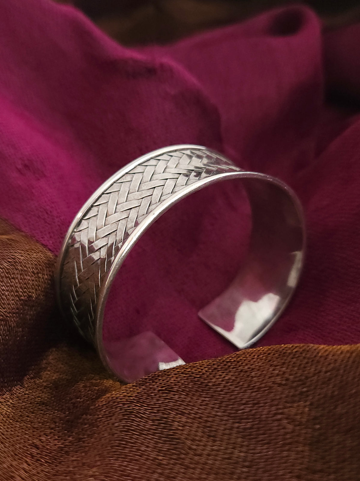 Karen Hill Tribe Woven Silver Cuff – Handcrafted in Thailand