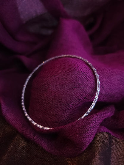 Thin Sparkle Sterling Silver Bangles – Lightweight Diamond-Cut 925 Silver Stacking Bangles