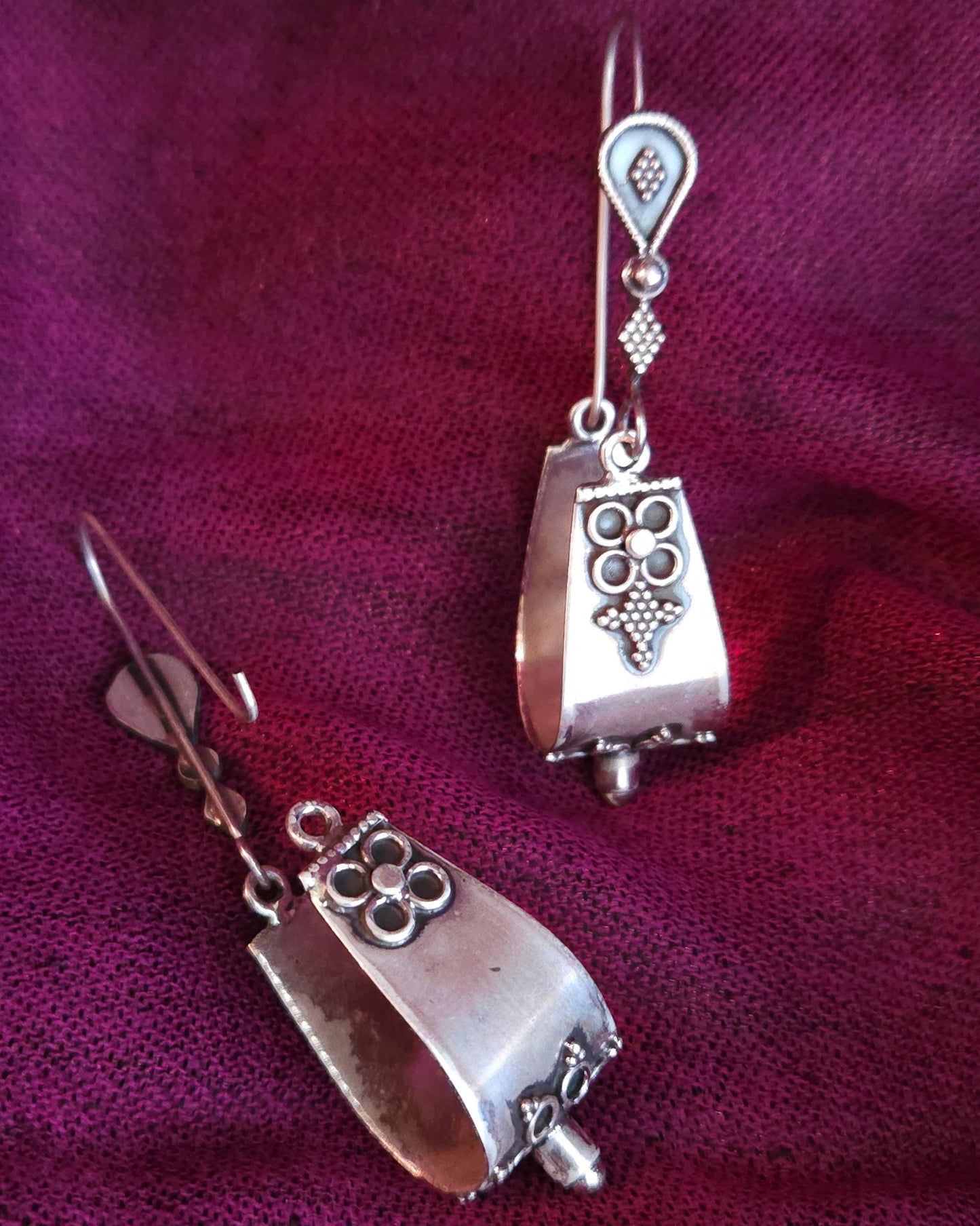Handcrafted 925 Sterling Silver Geometric Drop Earrings | Jaipur Artisan Jewelry