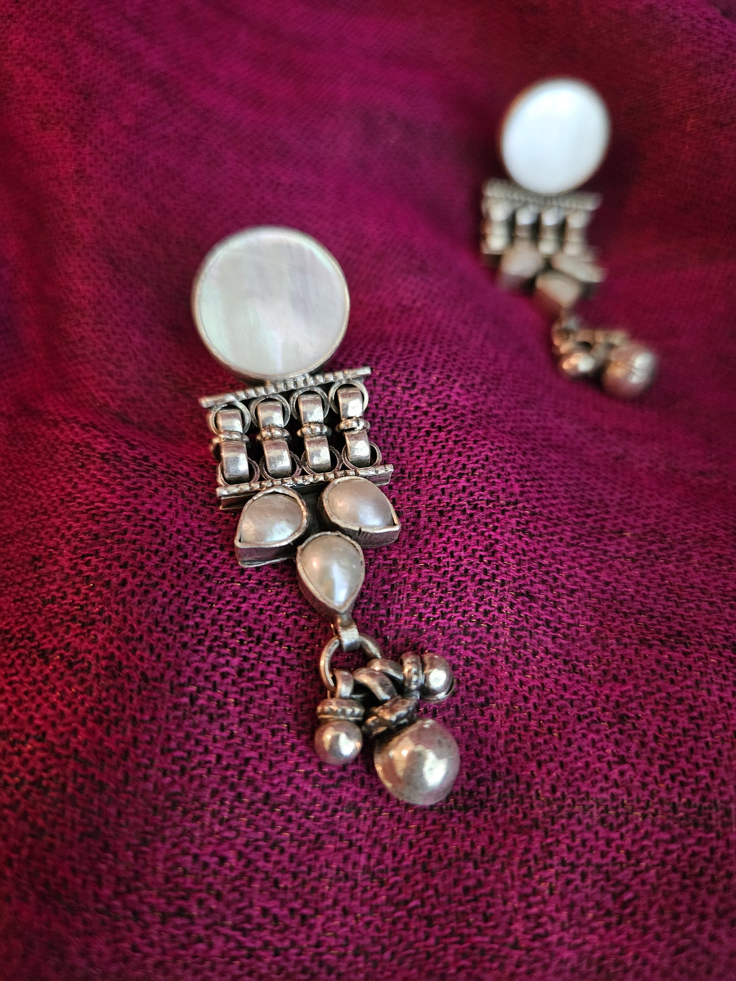925 Sterling SIlver Mother of Pearl Ladder Drop Earrings