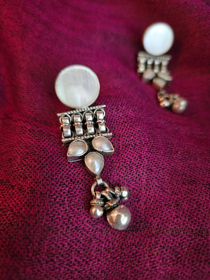 925 Sterling SIlver Mother of Pearl Ladder Drop Earrings