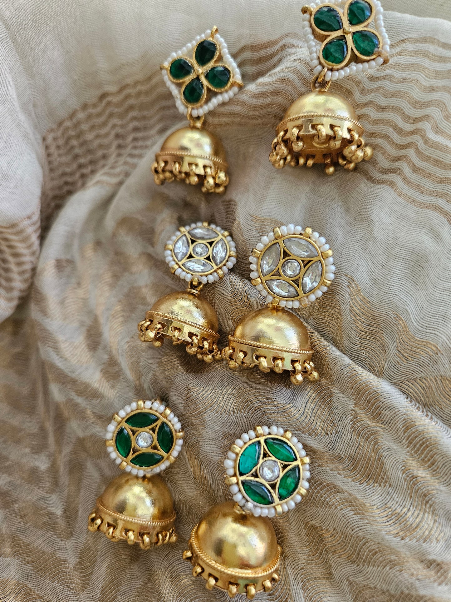 Gold Plated 925 Silver Jhumka Earrings with Pearls