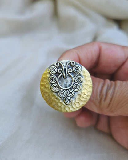 Two-Tone Gold & Silver Filigree Stud Earrings | 925 Sterling Silver | Handmade Jaipur