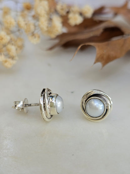 Freshwater Pearl Stud Earrings, Sterling Silver