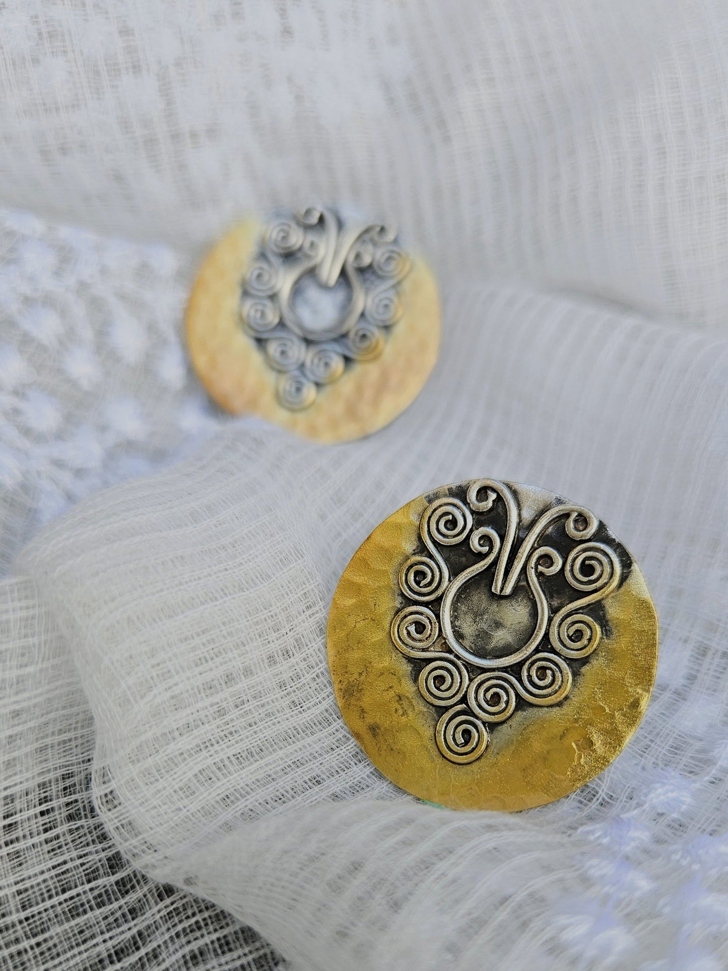 Two-Tone Gold & Silver Filigree Stud Earrings | 925 Sterling Silver | Handmade Jaipur