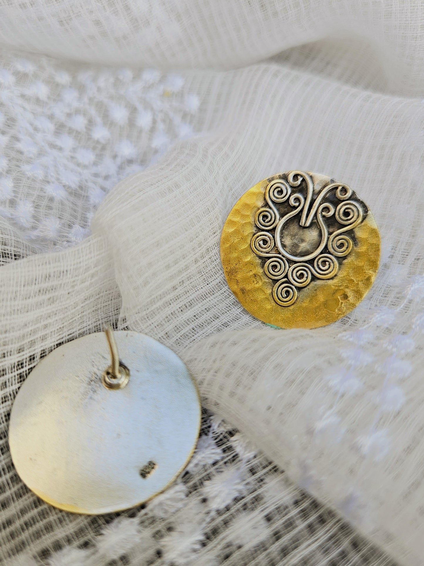 Two-Tone Gold & Silver Filigree Stud Earrings | 925 Sterling Silver | Handmade Jaipur