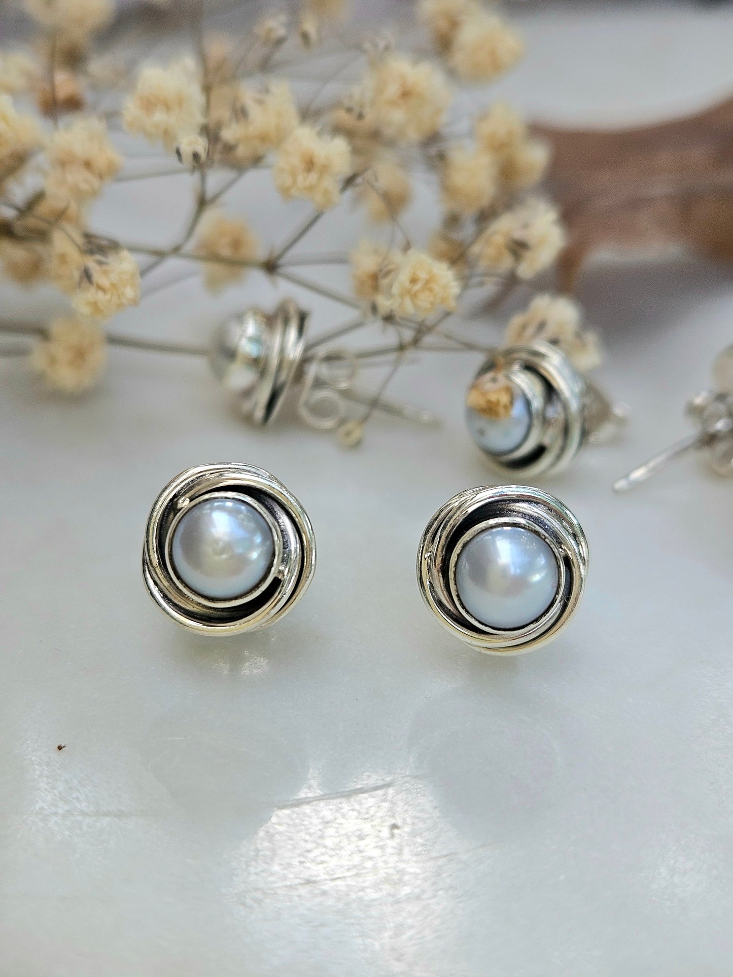 Freshwater Pearl Stud Earrings, Sterling Silver
