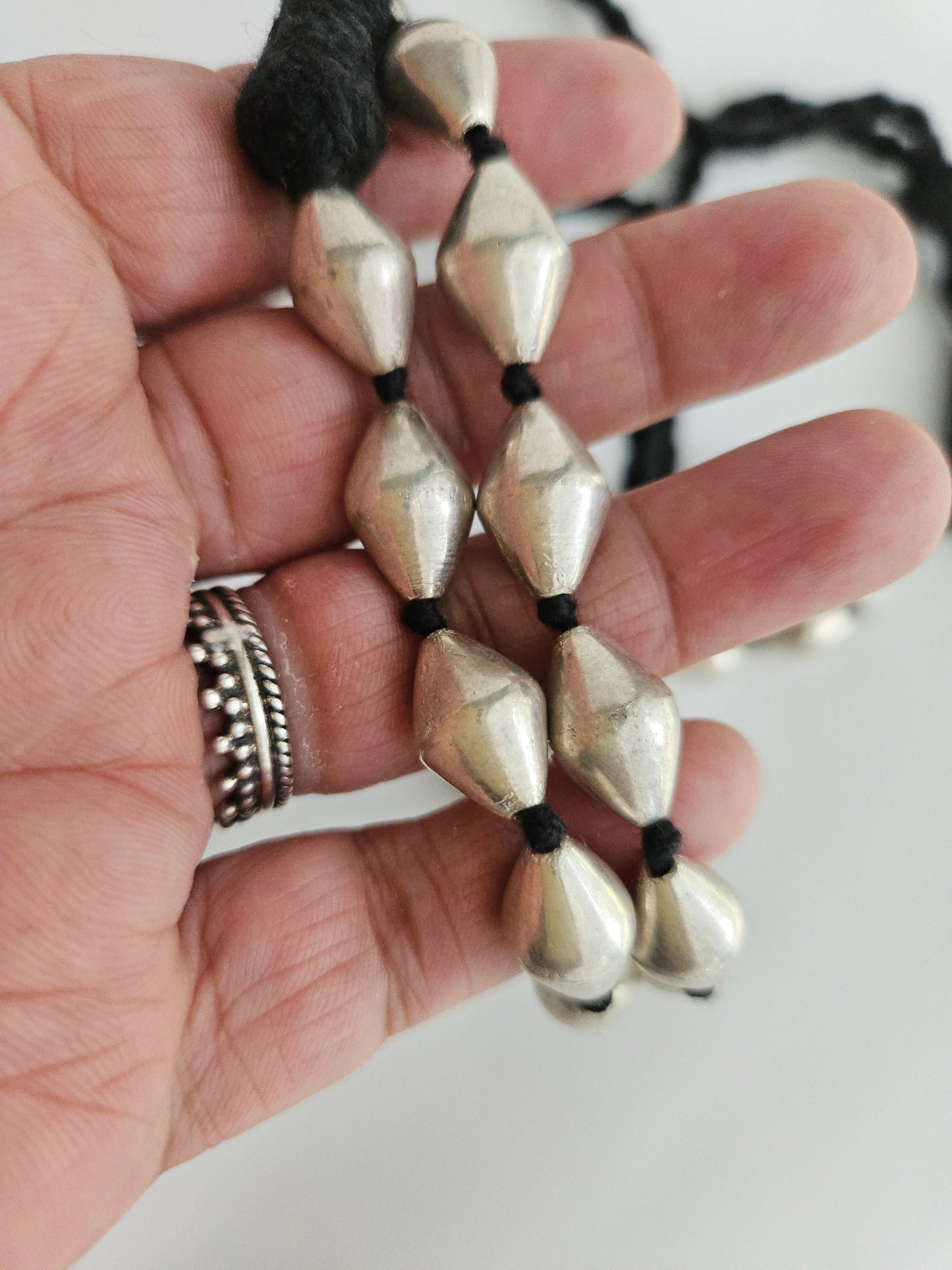 Silver Dholki Mala, Bormala, Single Line Dholki Beads necklace