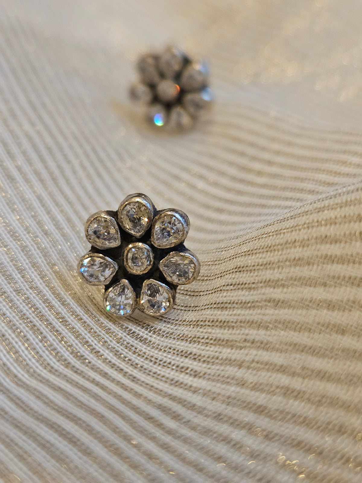 Chameli CZ Flower Stud Earrings | Classic 925 Sterling Silver Everyday Studs