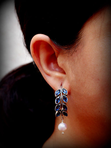 Tarang - Pearl  and  zirconia leafy pearl hoop