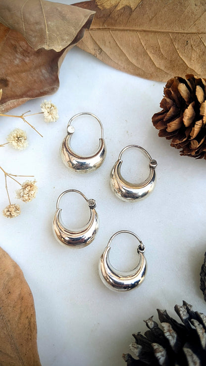 925 Sterling Silver Chunky Dome Hoop Earrings