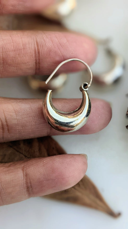 925 Sterling Silver Chunky Dome Hoop Earrings