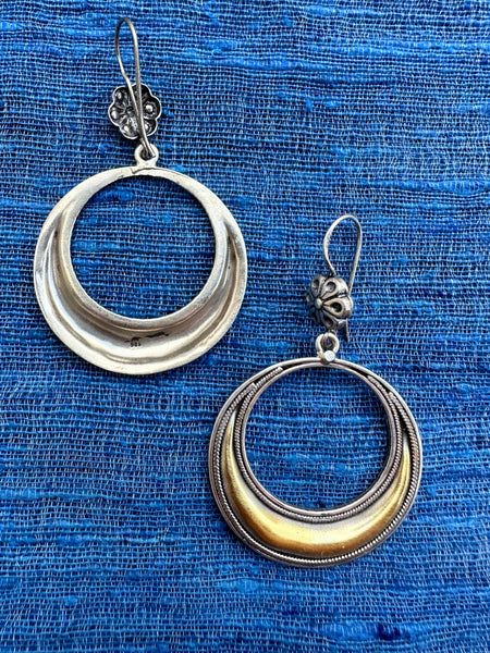 Dangling hoops, gold polished, boho chic