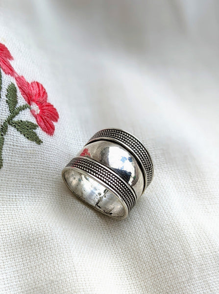 Band ring, Oxidised silver ring, Thumb Ring