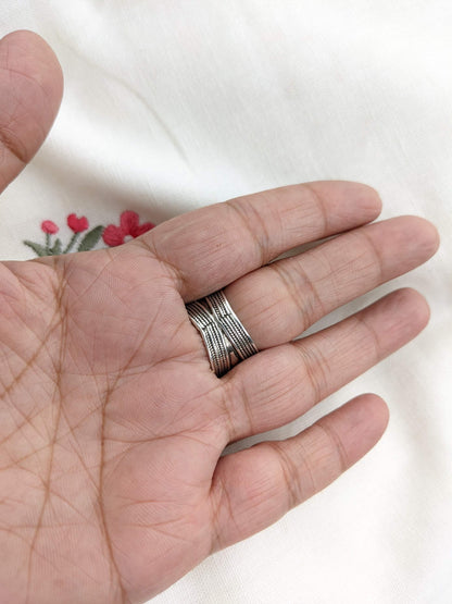 .925 Sterling Silver Wide Thumb Rope Ring