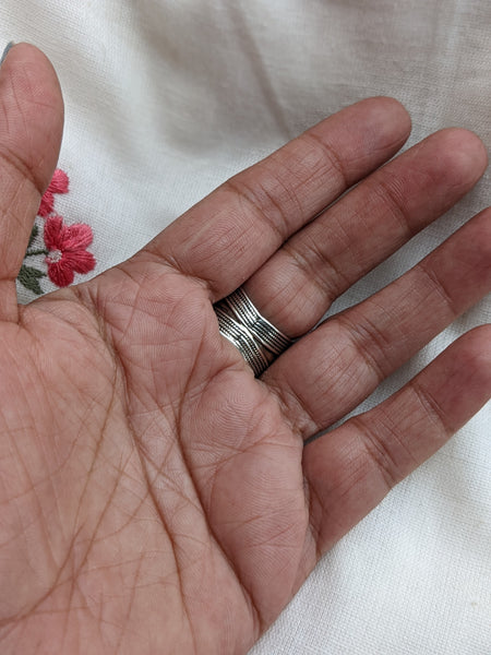 Band ring, Oxidised silver ring, Thumb Ring