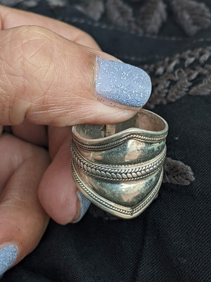Sterling Silver Band ring, Oxidised silver ring, Wide Rope Thumb Ring