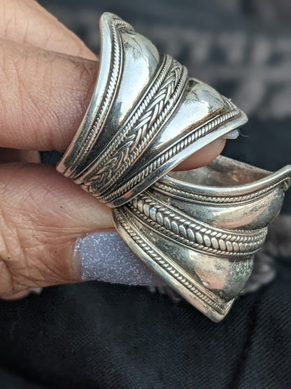 Sterling Silver Band ring, Oxidised silver ring, Wide Rope Thumb Ring
