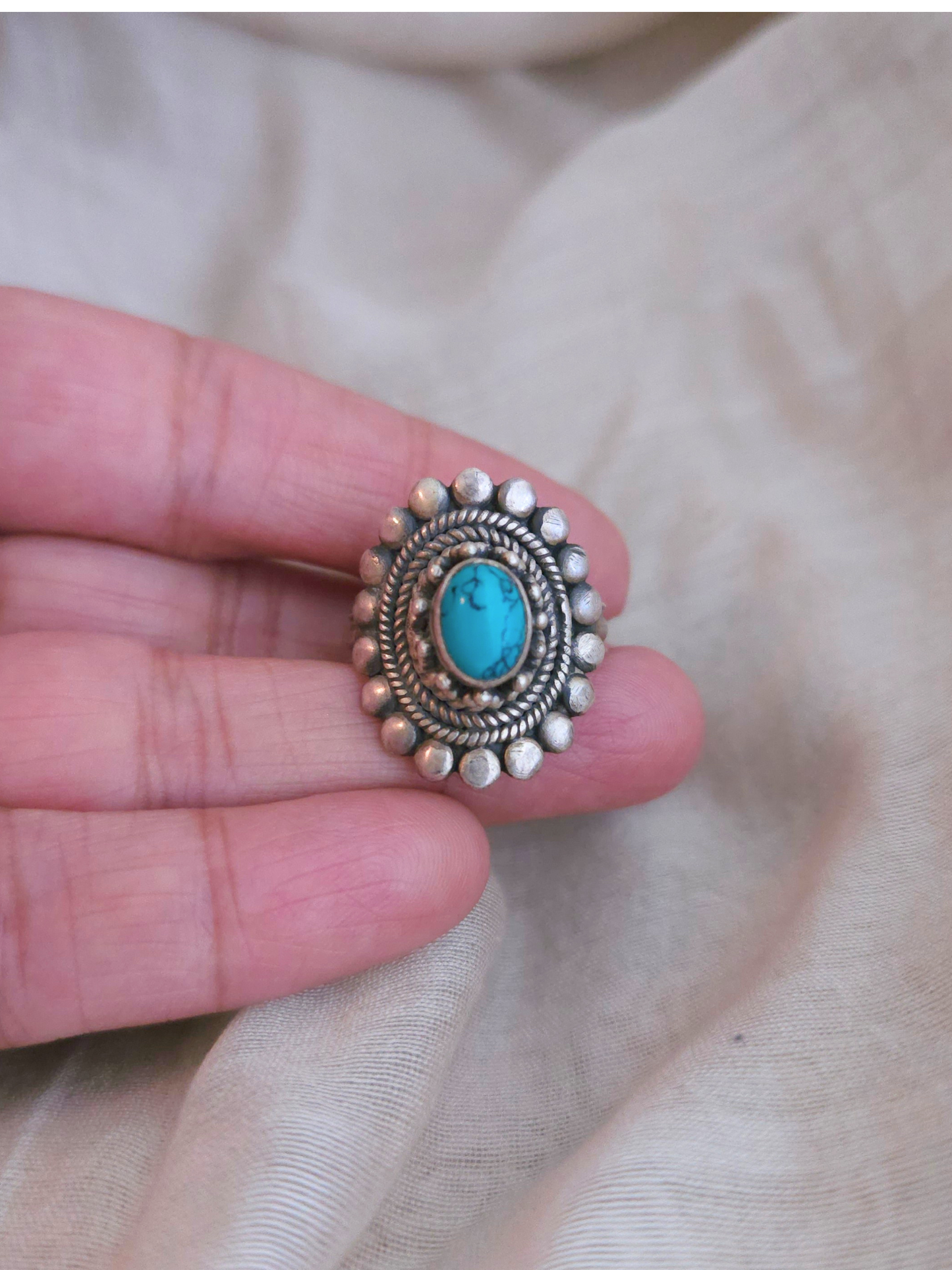 925 Sterling Silver Solid Turquoise Handmade Oval Shape Women Ring