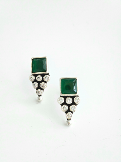 925 Sterling Silver Green Zirconia Earring