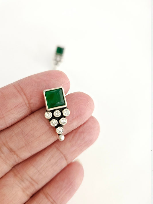 925 Sterling Silver Green Zirconia Earring