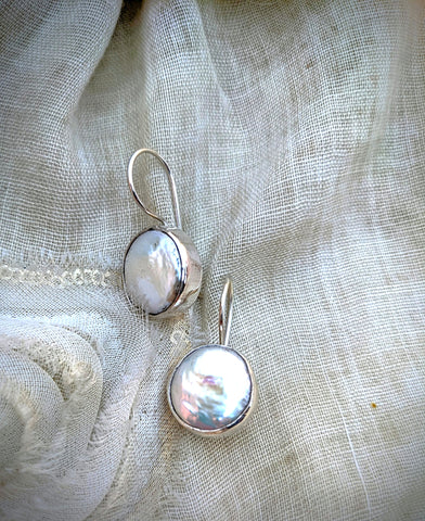 Baroque Pearl Stud, Hook pearl earring, Pearl and pure silver earring