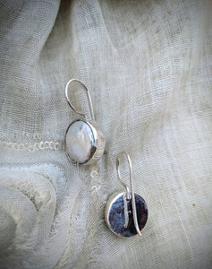 Baroque Pearl Stud, Hook pearl earring, Pearl and pure silver earring