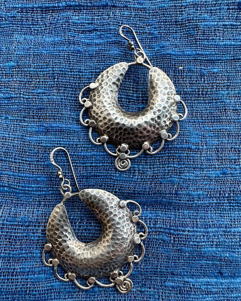 Oxidised silver dangle earrings, Tribal/boho chic