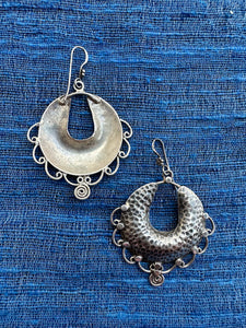 Oxidised silver dangle earrings, Tribal/boho chic