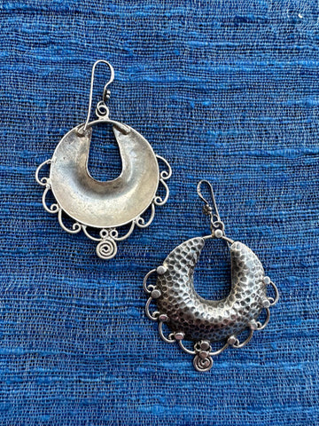 Oxidised silver dangle earrings, Tribal/boho chic