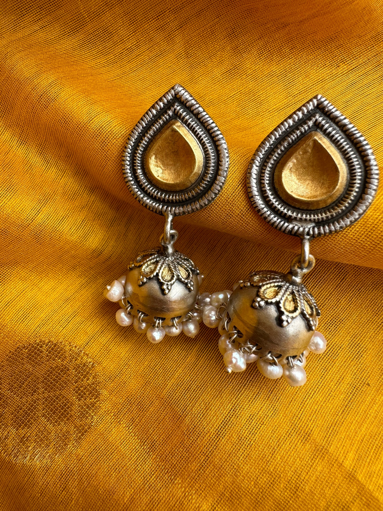 Gold Polished silver Jhumka