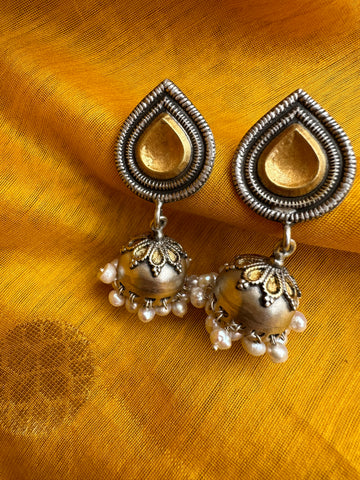 Abha - Gold Polished  925 Sterling silver Jhumka