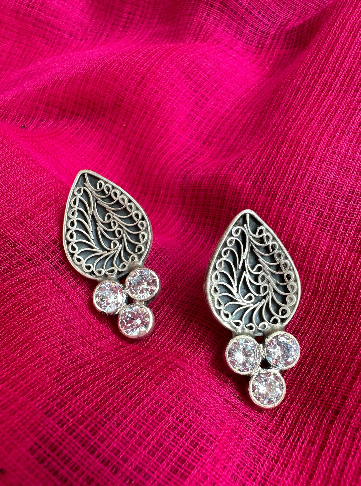 925 Sterling Silver Wire Work Indian Stud earring
