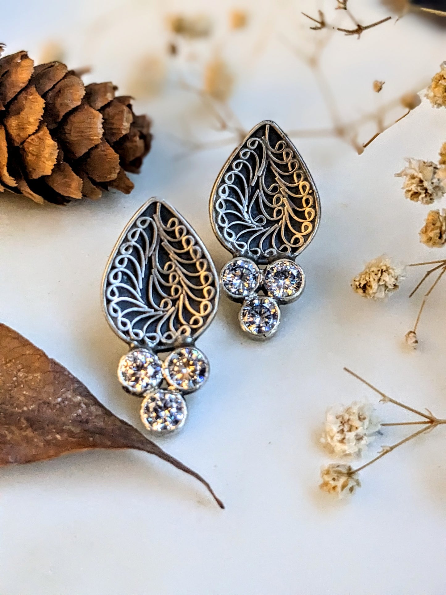 925 Sterling Silver Wire Work Indian Stud earring