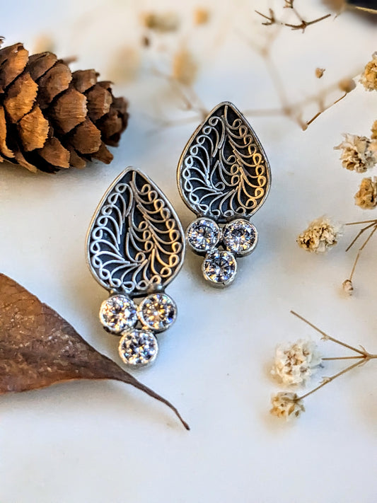 925 Sterling Silver Wire Work Indian Stud earring