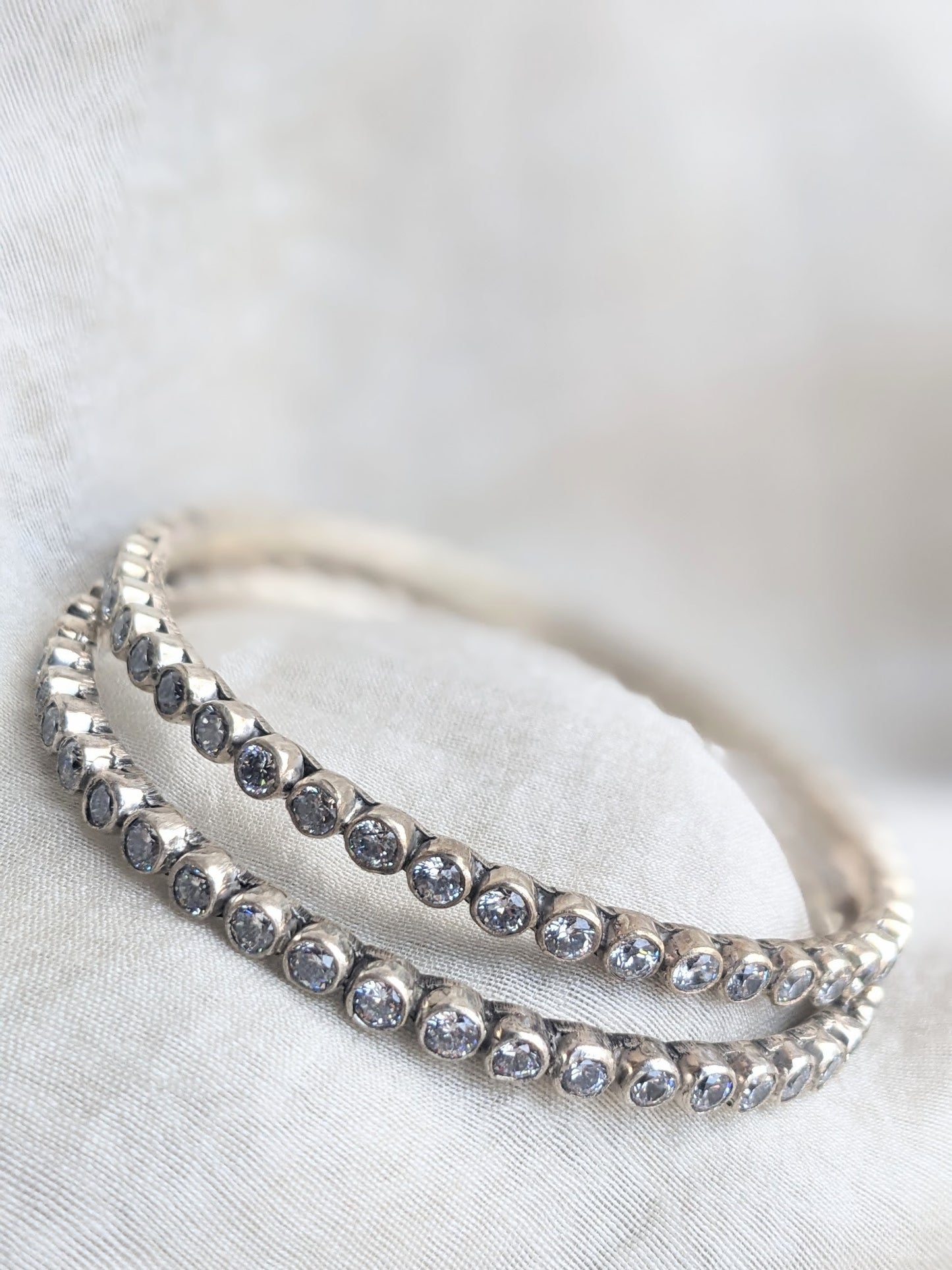 IRA - Zirconia Bangle, Pure silver Bangle, Indian Bangle