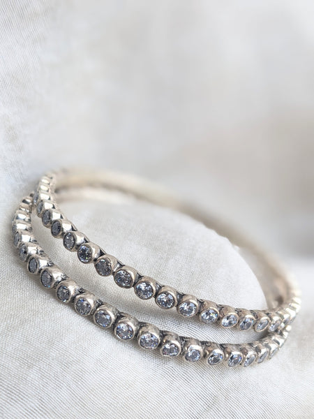 IRA - Zirconia Bangle, Pure silver Bangle, Indian Bangle