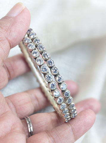 IRA - Zirconia Bangle, Pure silver Bangle, Indian Bangle