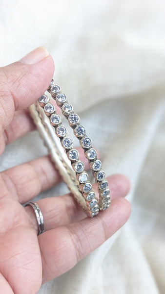 IRA - Zirconia Bangle, Pure silver Bangle, Indian Bangle