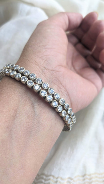 IRA - Zirconia Bangle, Pure silver Bangle, Indian Bangle