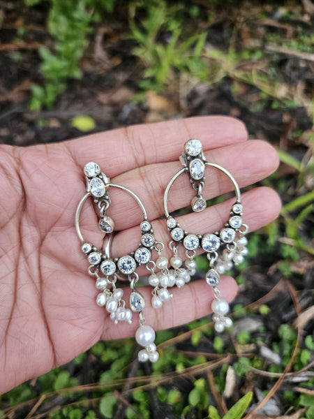 Indu - Ethnic Pearl Hoop Earrings – 92.5 Silver