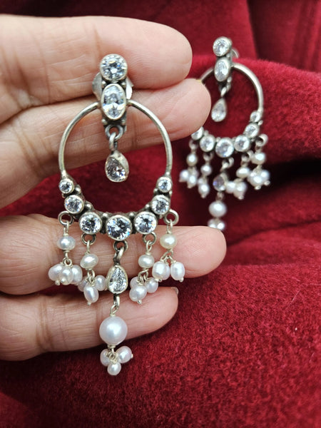 Indu - Ethnic Pearl Hoop Earrings – 92.5 Silver