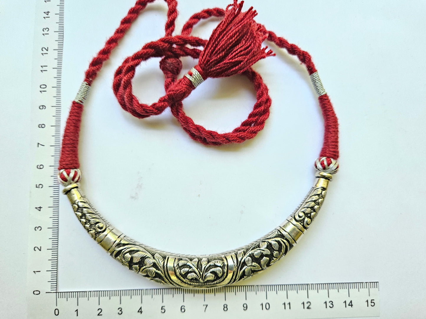 Silver Hasli Necklace, 925 Sterling Silver Indian Collar Necklace, Pure Silver Jewelry, Gift for her, Oxidized Chitai work Silver Necklace