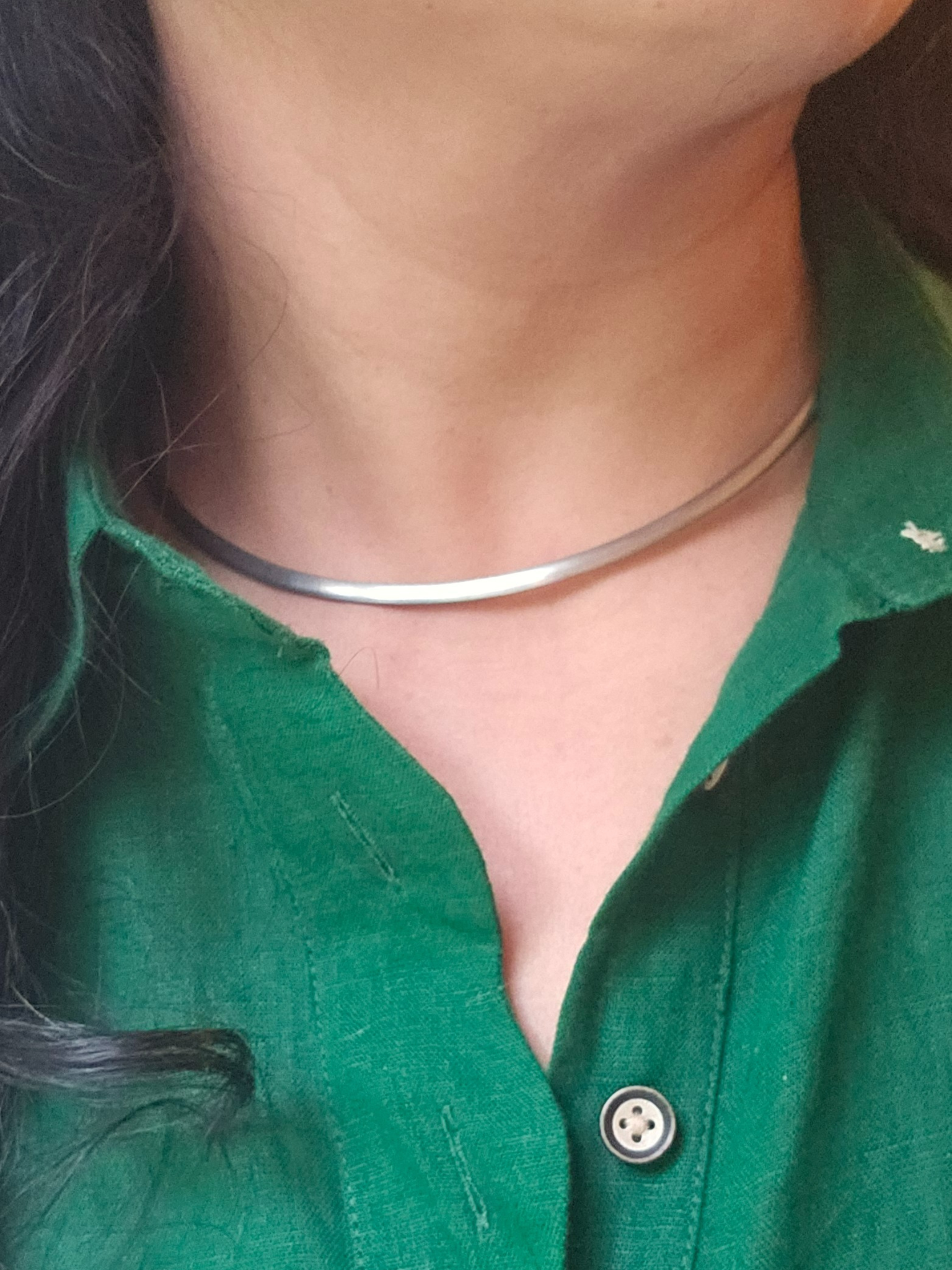 Sterling Silver collar necklace, Plain silver collar choker