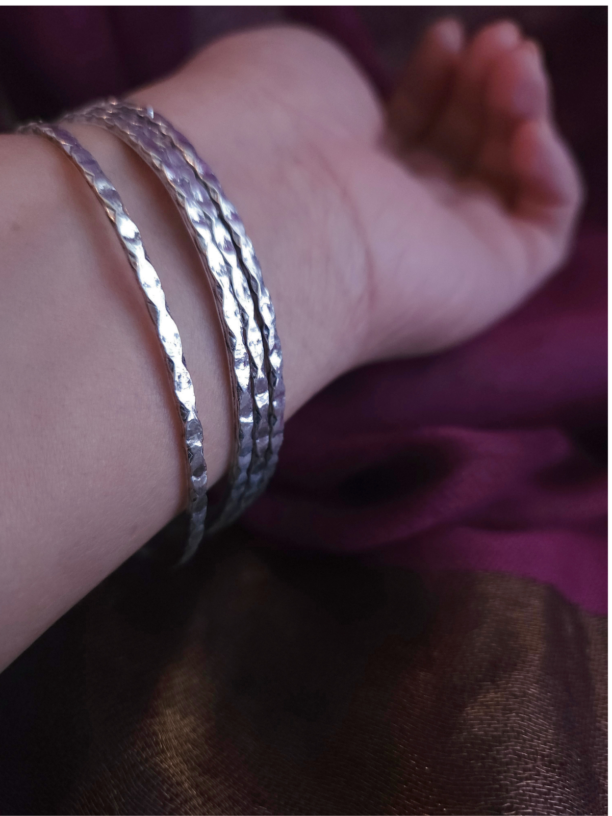 Thin Sparkle Sterling Silver Bangles – Lightweight Diamond-Cut 925 Silver Stacking Bangles