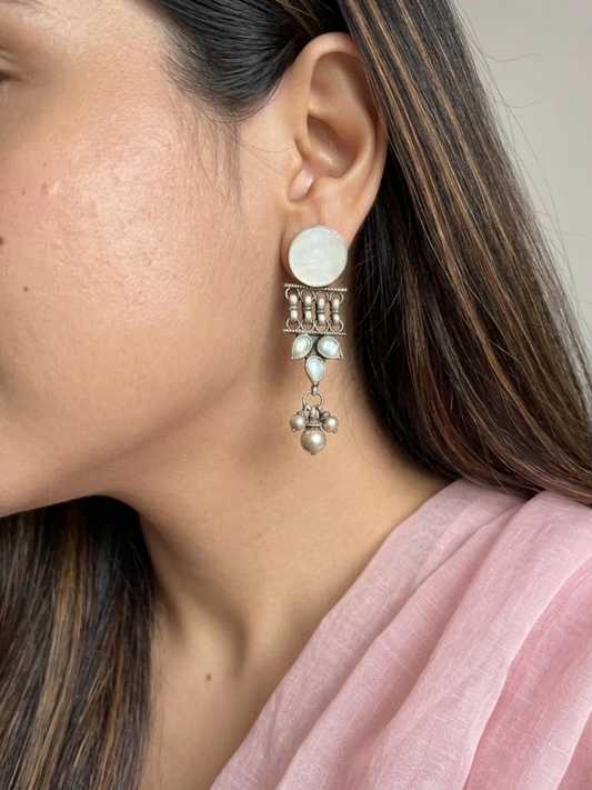 925 Sterling SIlver Mother of Pearl Ladder Drop Earrings